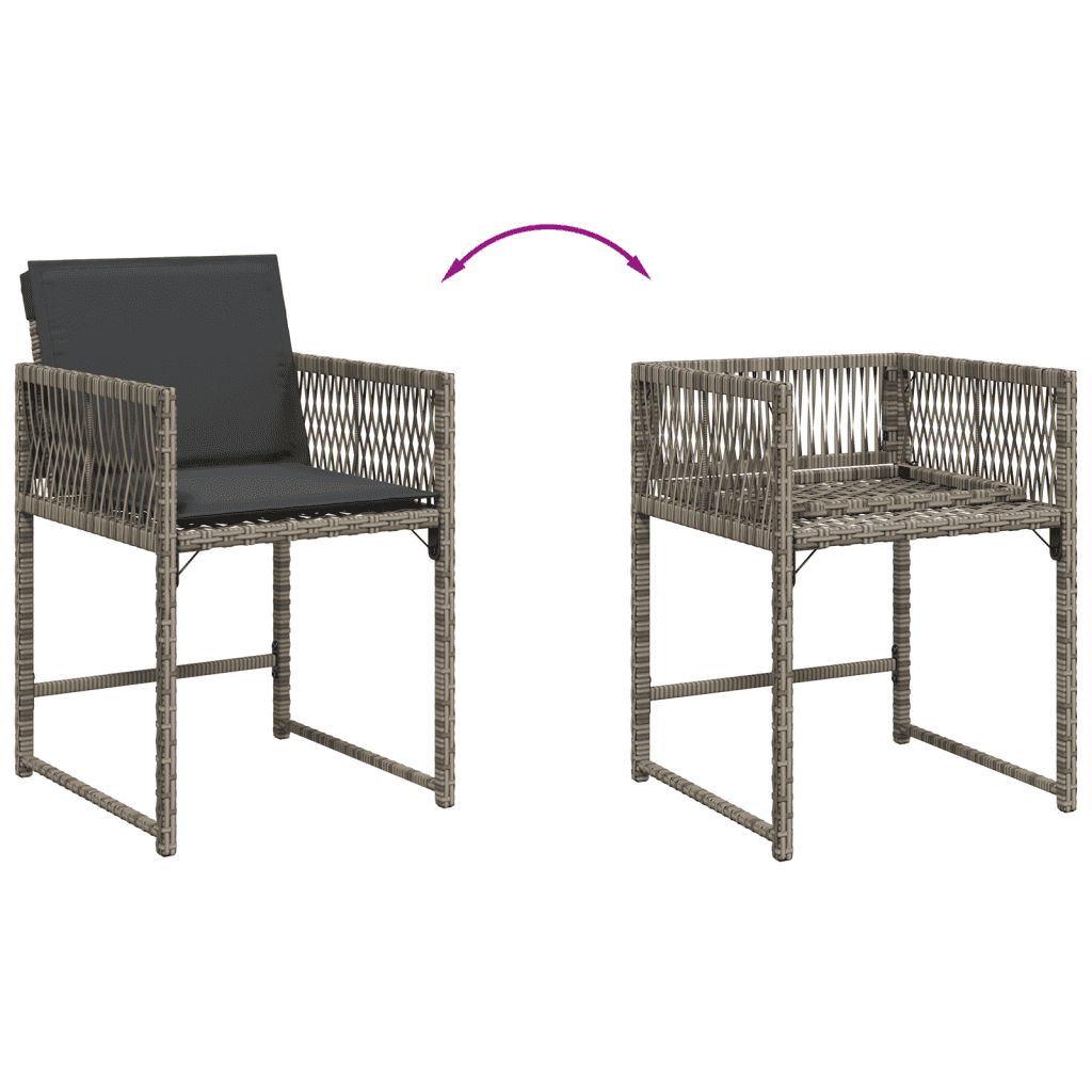 11 Piece Garden Dining Set with Cushions Grey Poly Rattan