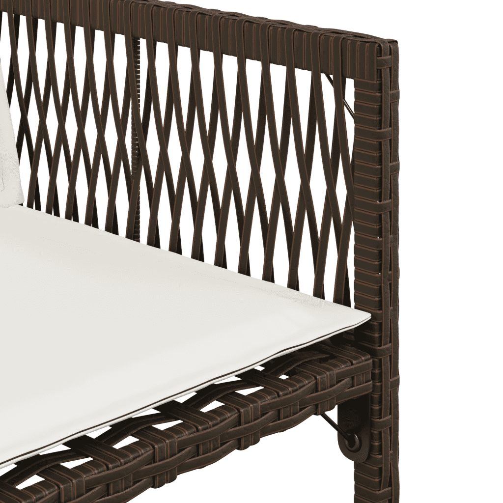 5 Piece Garden Dining Set with Cushions Brown Poly Rattan