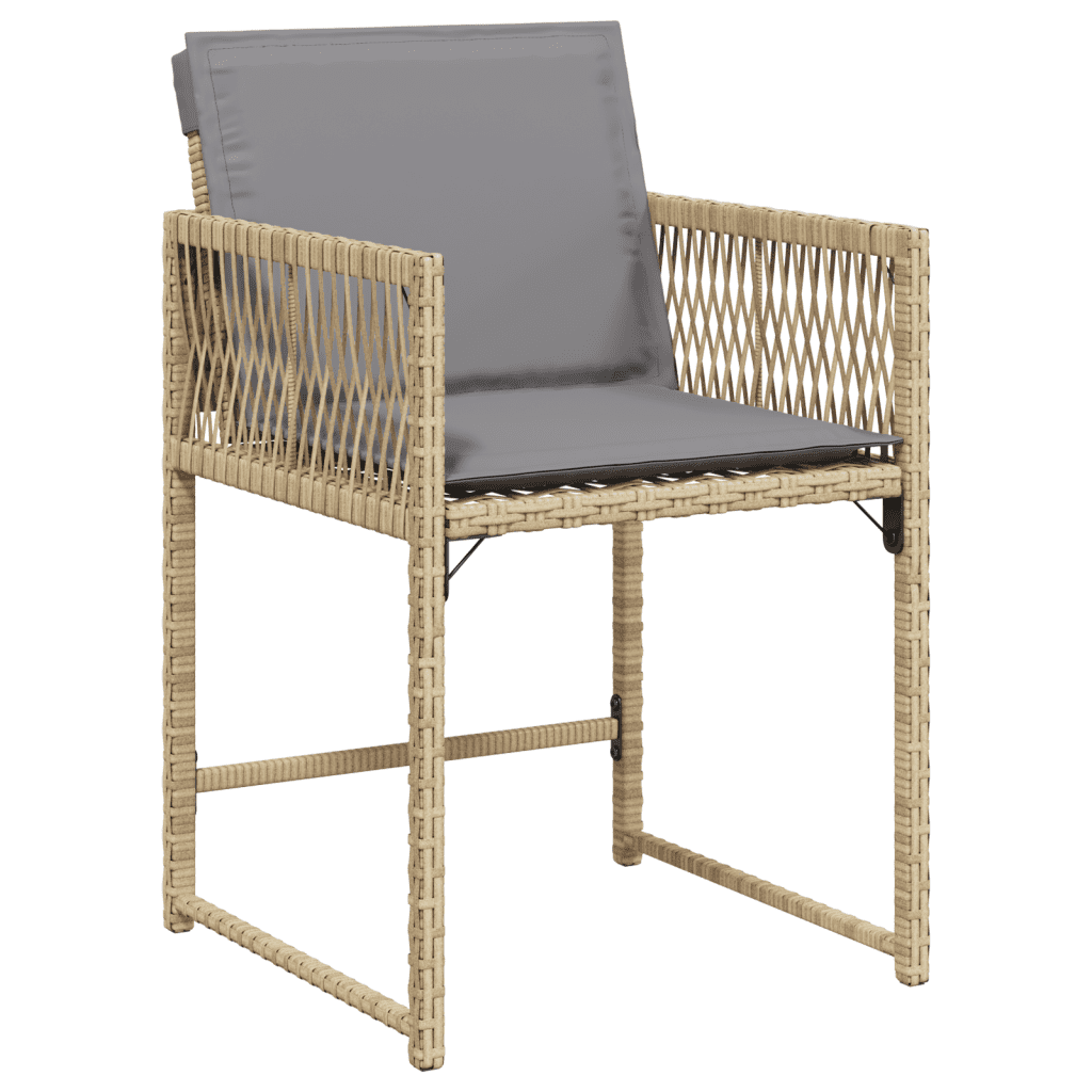11 Piece Garden Dining Set with Cushions Mix Beige Poly Rattan