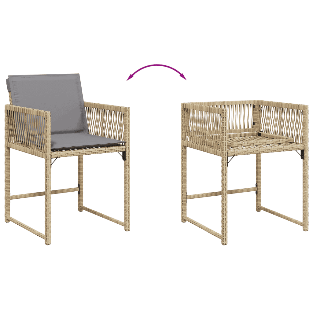 7 Piece Garden Dining Set with Cushions Mix Beige Poly Rattan