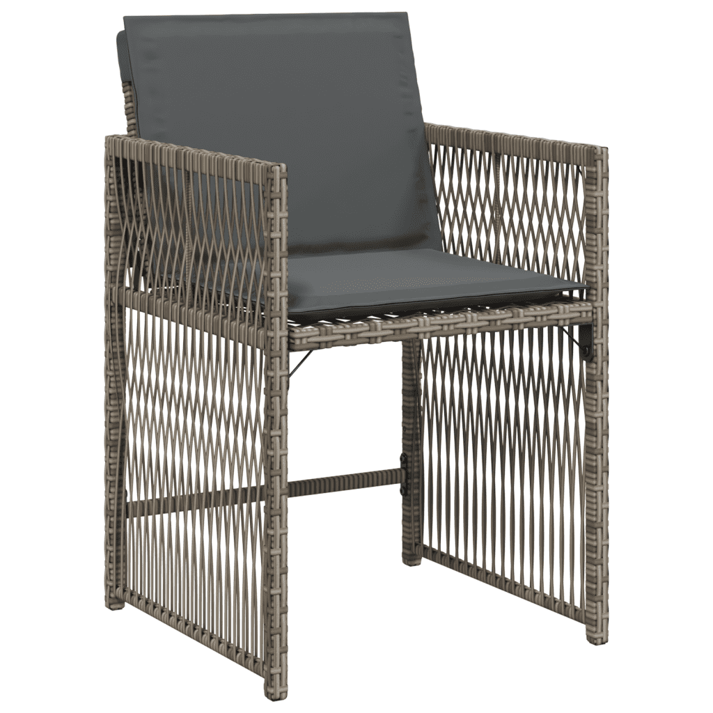 9 Piece Garden Dining Set with Cushions Grey Poly Rattan