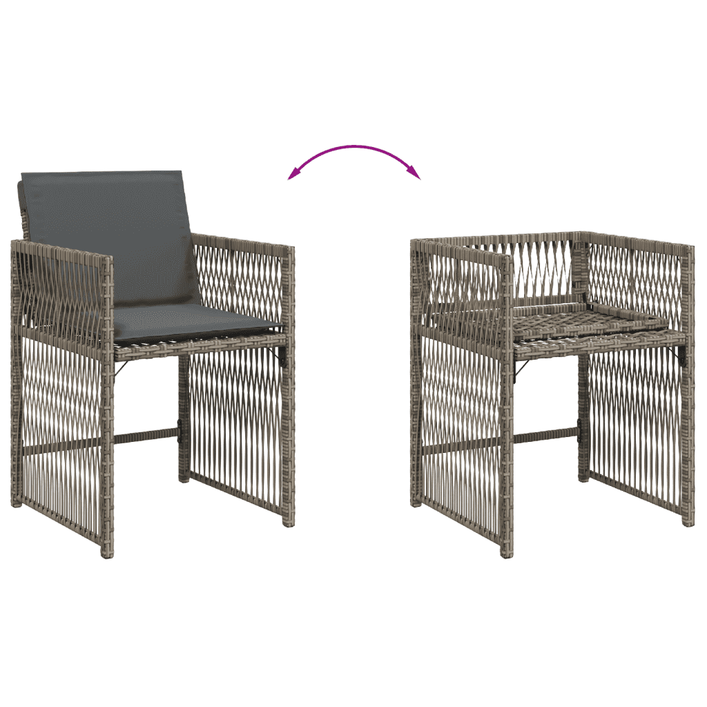 11 Piece Garden Dining Set with Cushions Grey Poly Rattan