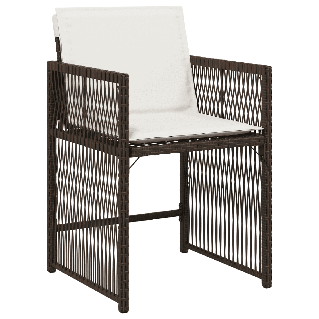 9 Piece Garden Dining Set with Cushions Brown Poly Rattan