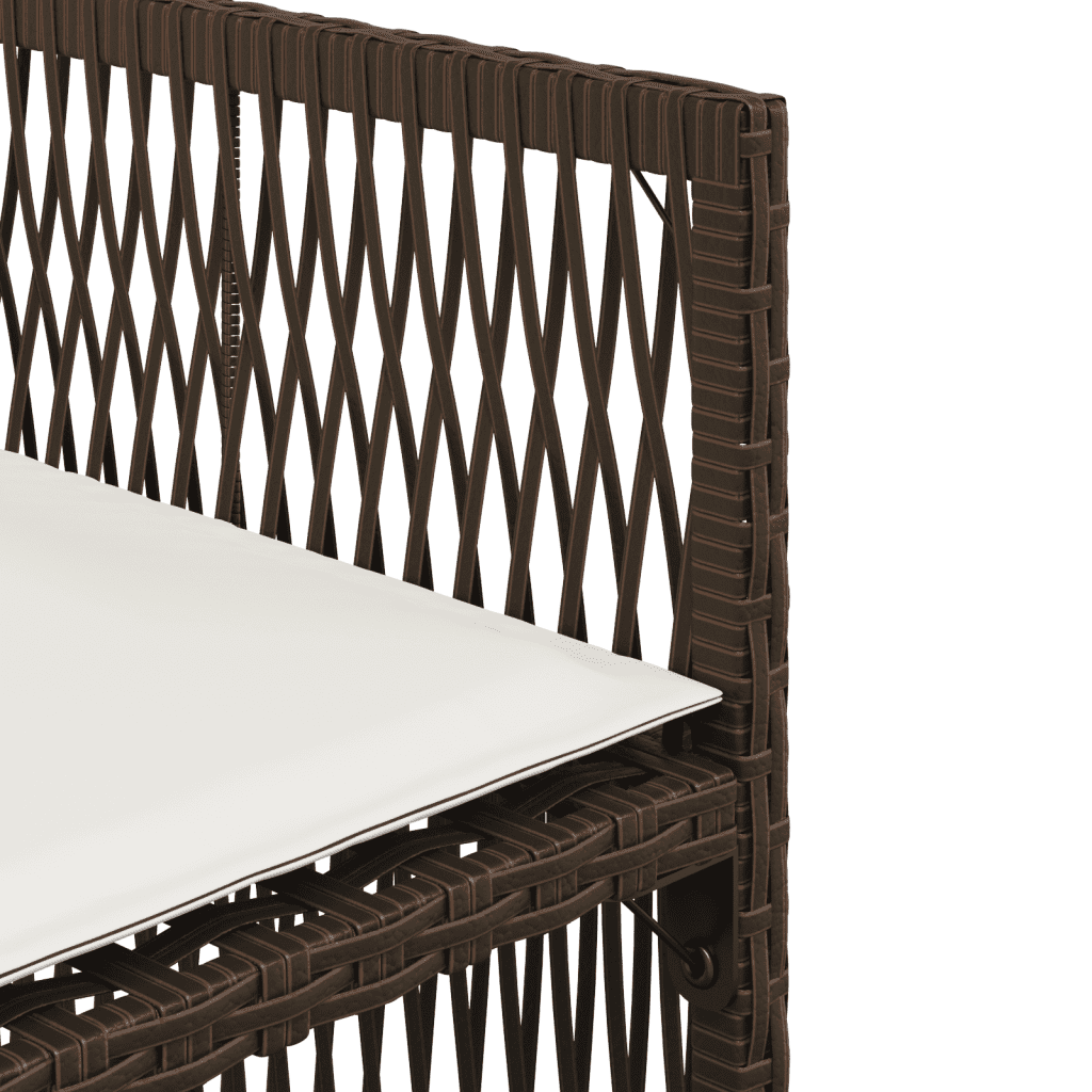 5 Piece Garden Dining Set with Cushions Brown Poly Rattan