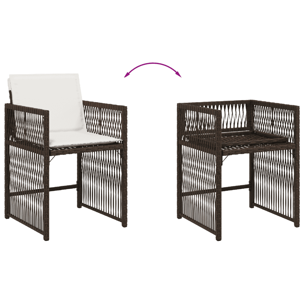 9 Piece Garden Dining Set with Cushions Brown Poly Rattan