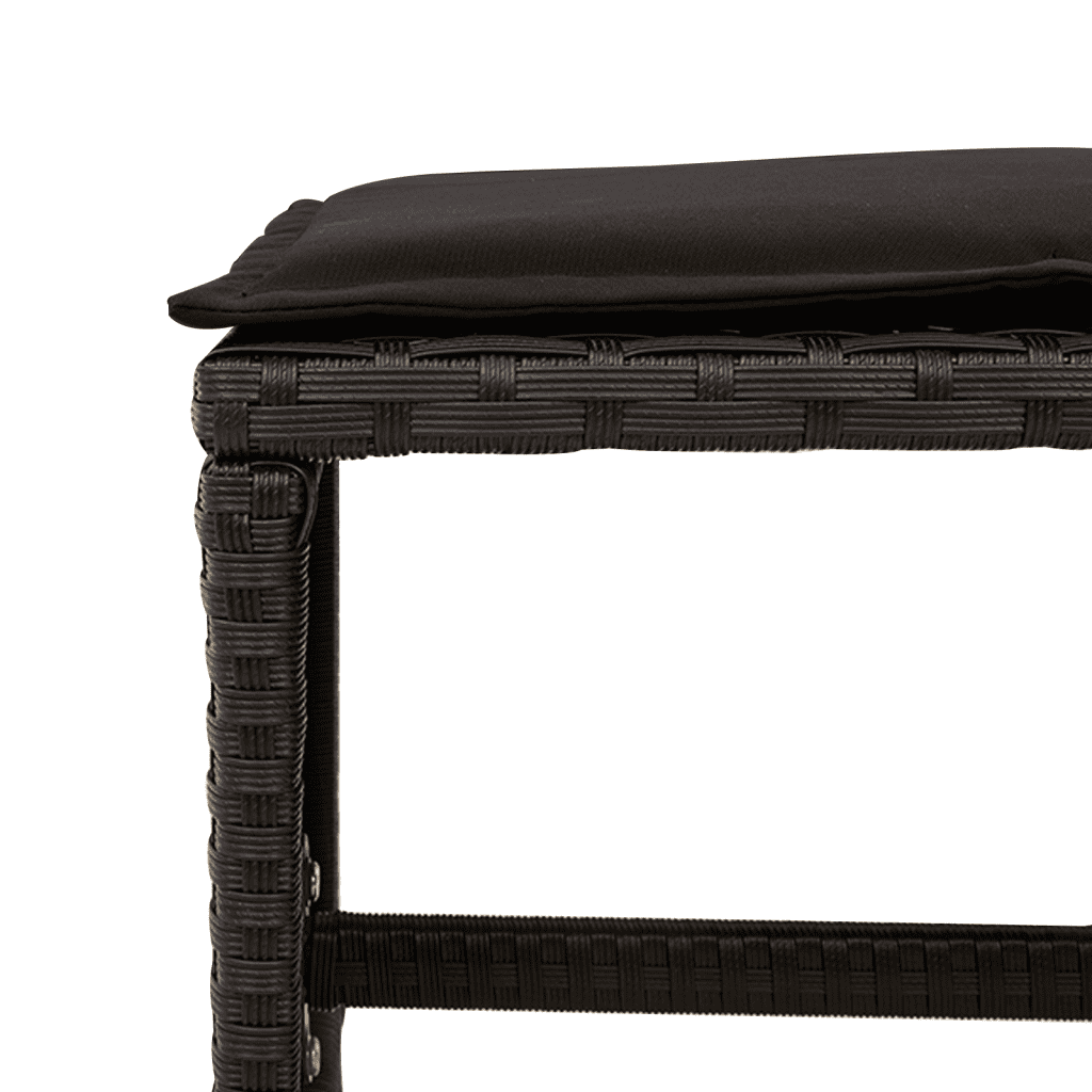 17 Piece Garden Dining Set with Cushions Black Poly Rattan