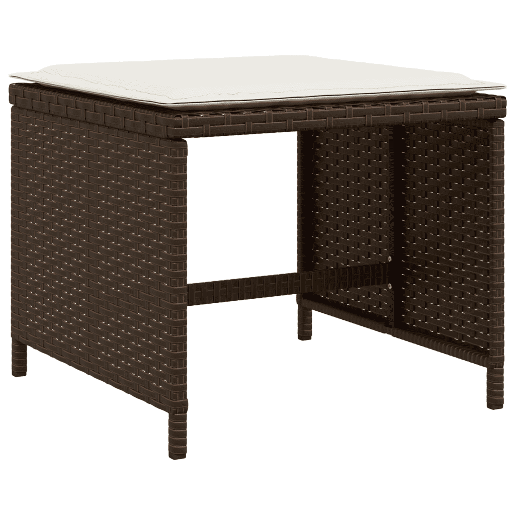 11 Piece Garden Dining Set with Cushions Brown Poly Rattan