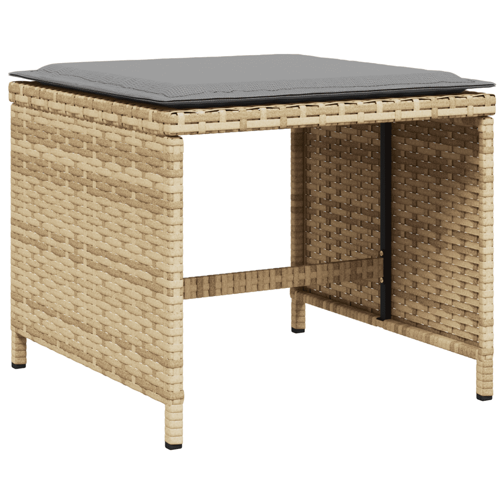 15 Piece Garden Dining Set with Cushions Mix Beige Poly Rattan