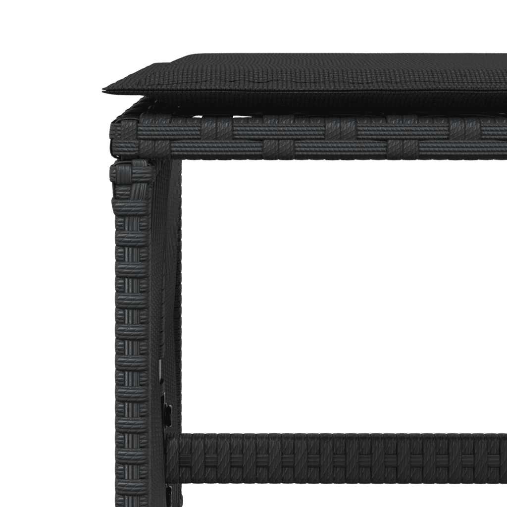9 Piece Garden Dining Set with Cushions Black Poly Rattan