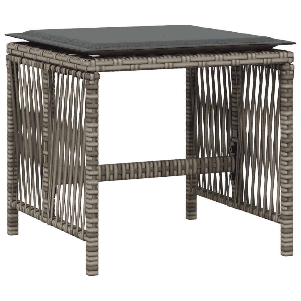 9 Piece Garden Dining Set with Cushions Grey Poly Rattan