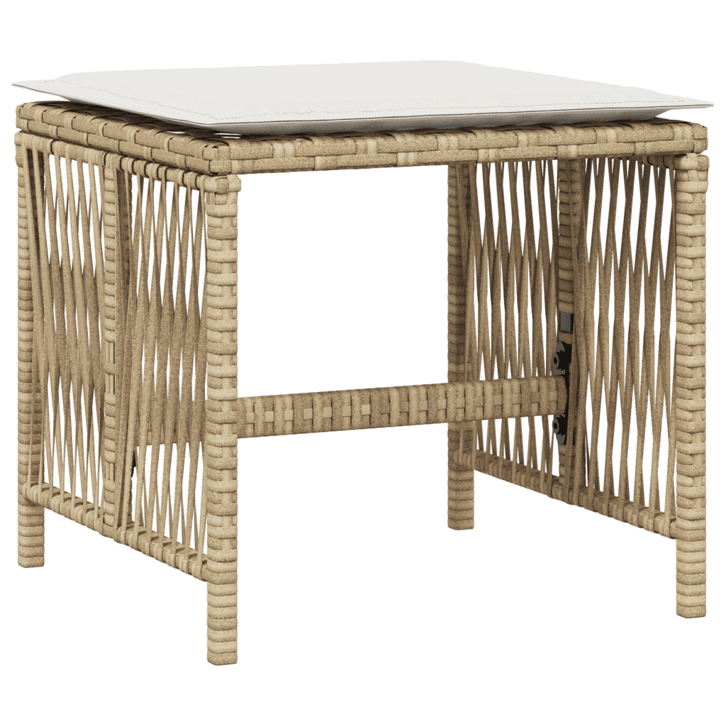11 Piece Garden Dining Set with Cushions Beige Poly Rattan