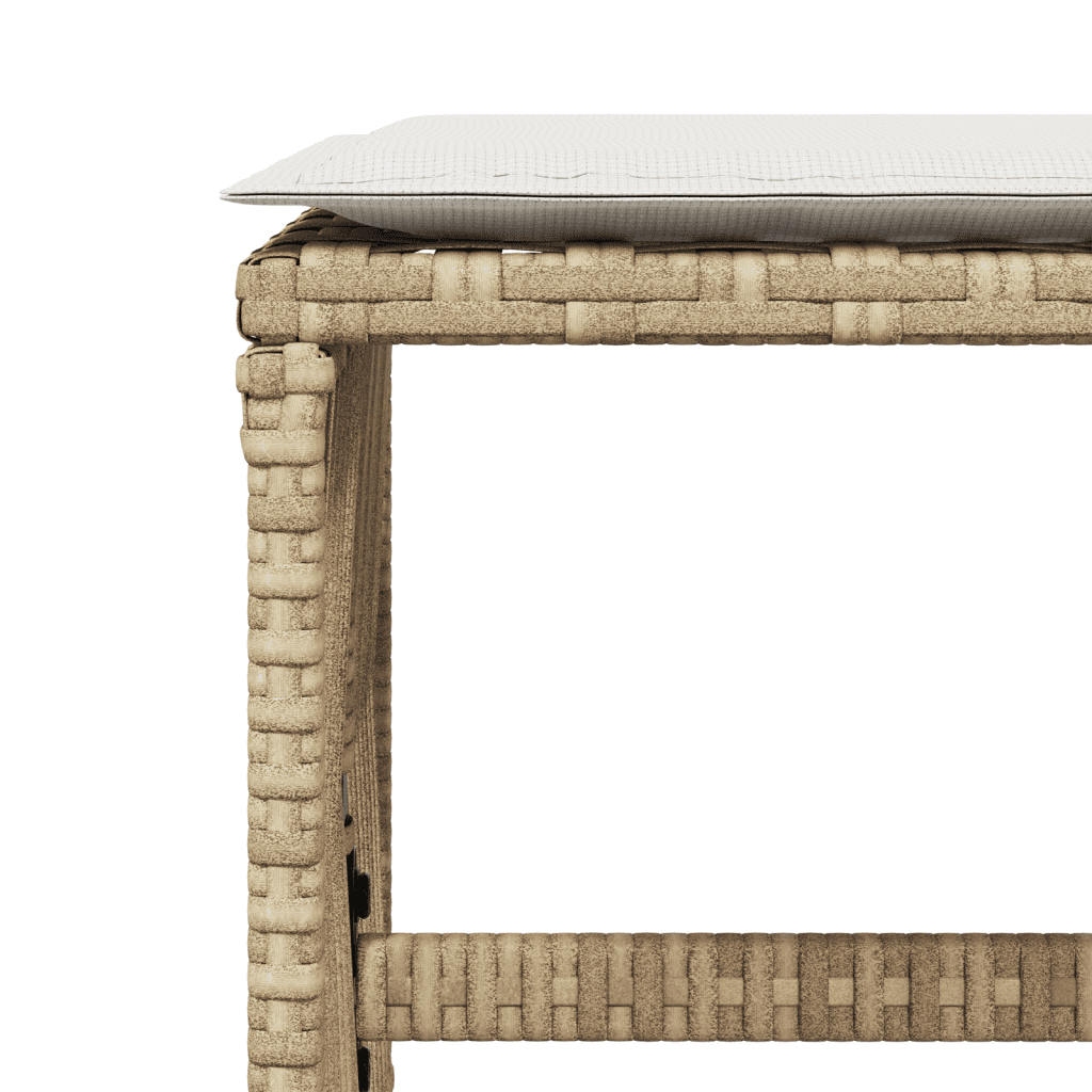 11 Piece Garden Dining Set with Cushions Beige Poly Rattan