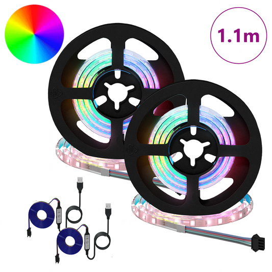 LED Strip 2 pcs Black and Transparent Copper and Plastic