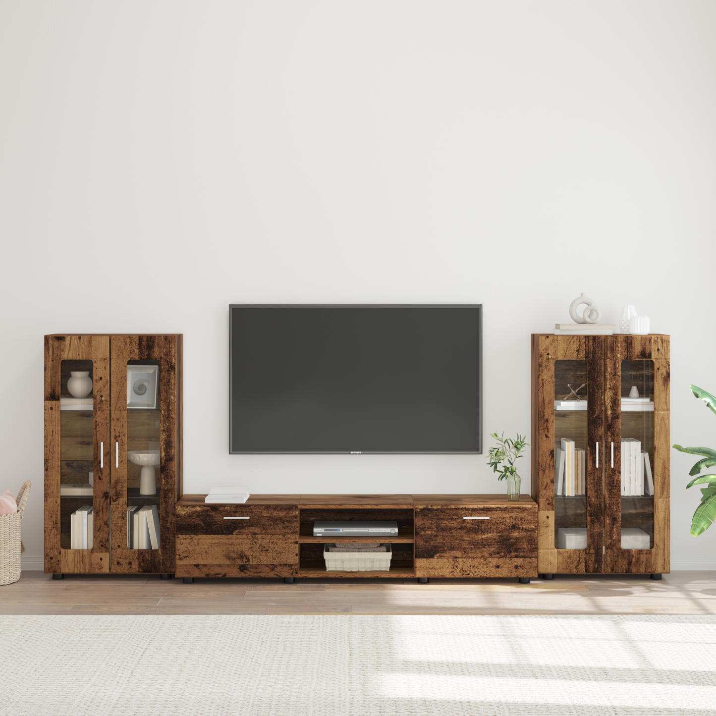 TV Cabinet Set with Shelf FLORIN 3 pcs Old Wood Engineered Wood