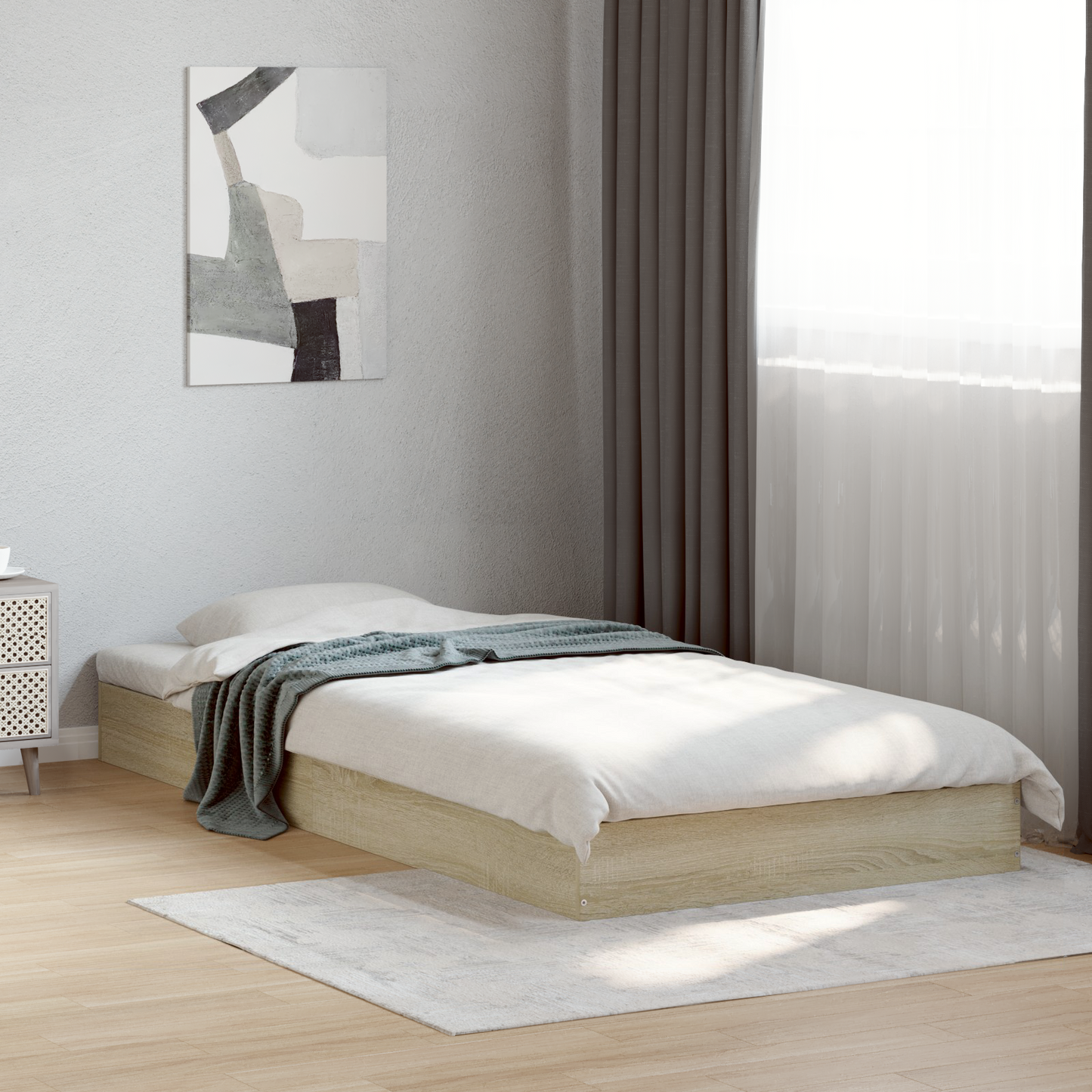 Floor Bed Frame Sonoma Oak 80 x 200 cm Engineered Wood