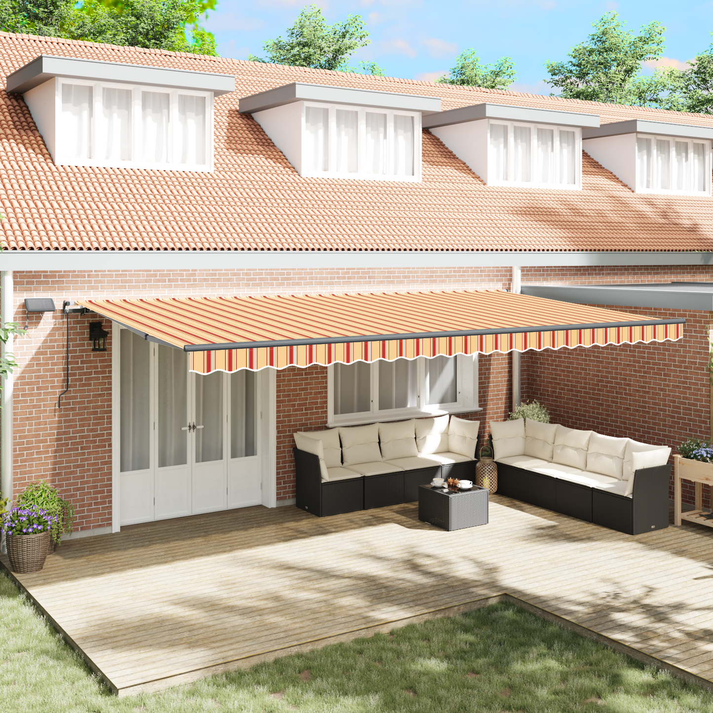 Retractable Awning Yellow and Orange 600 x 350 cm