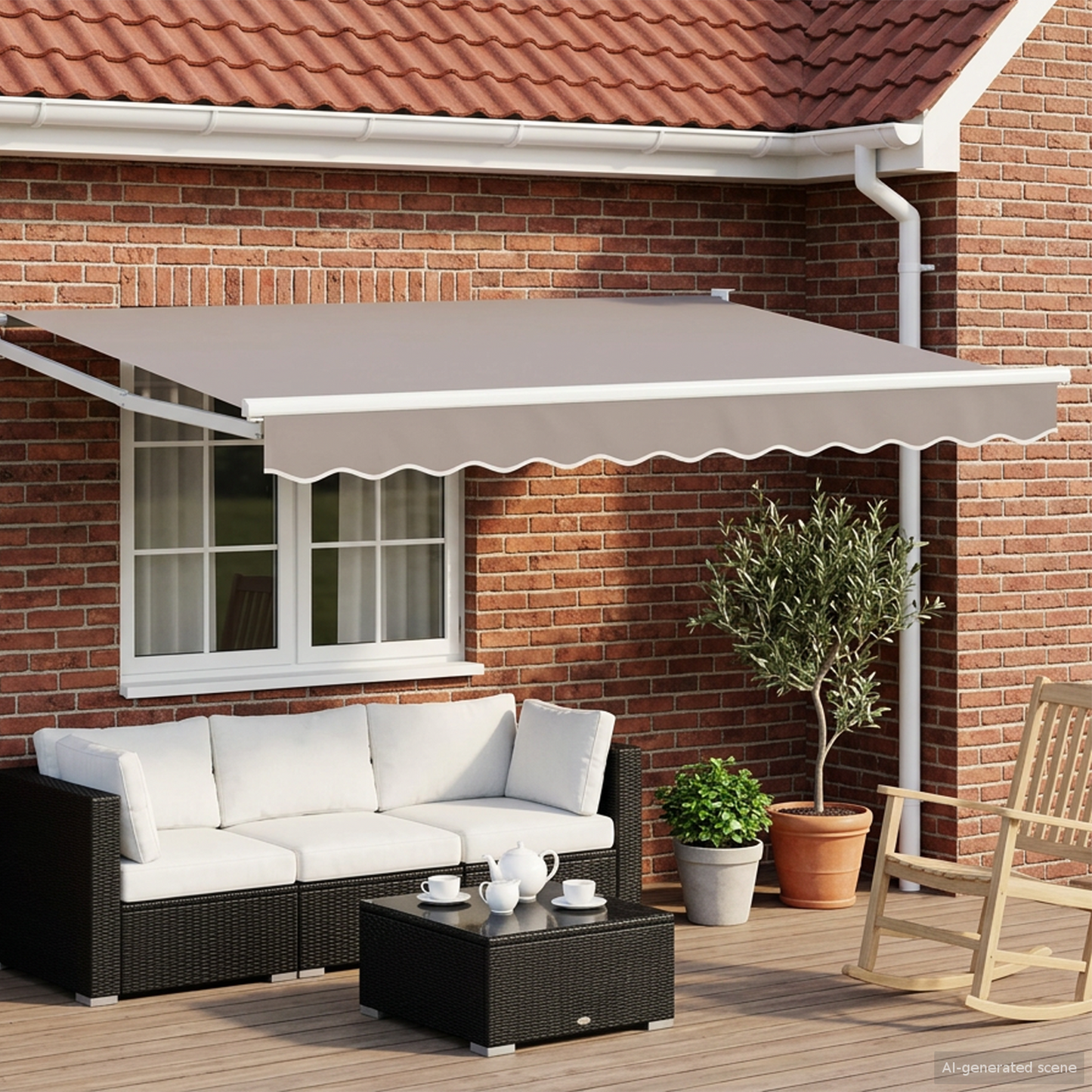 Electric Retractable Awning Frame White 3 x 2.5 m Steel