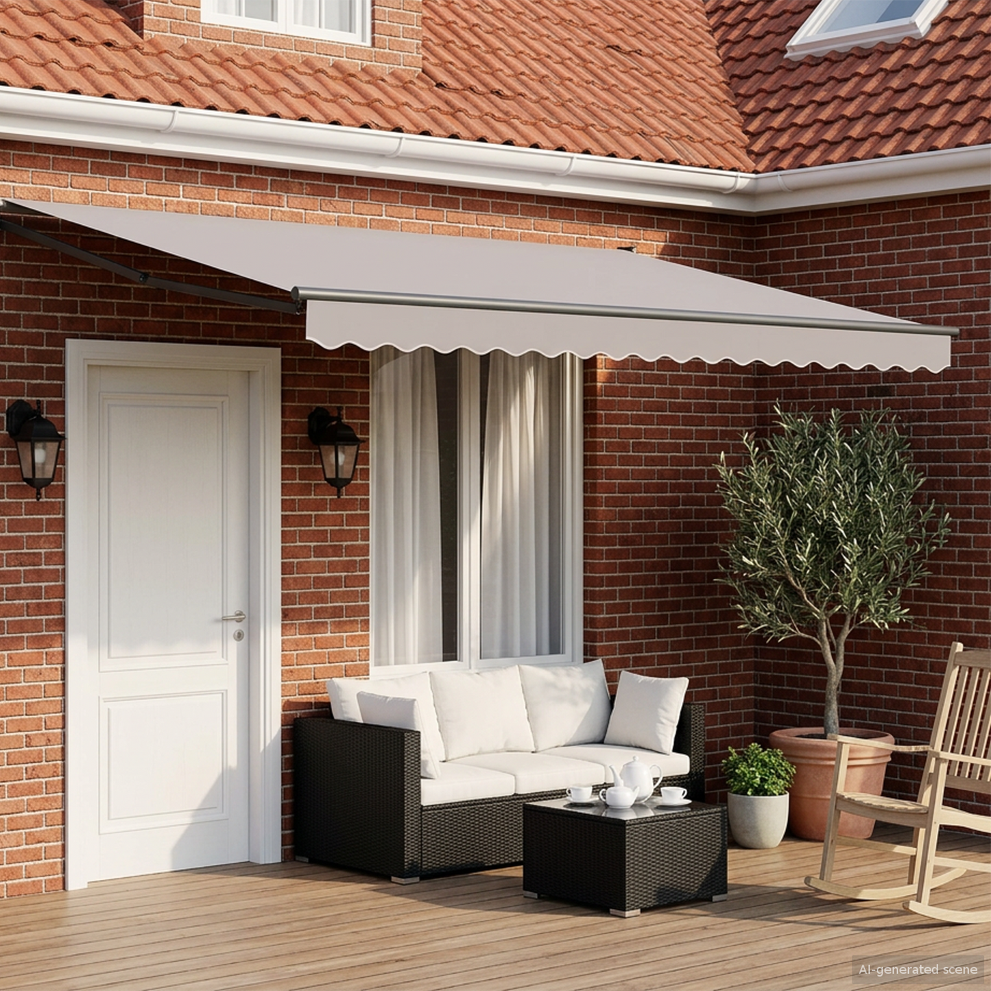 Electric Retractable Awning Frame Anthracite 5 x 3 m Aluminium