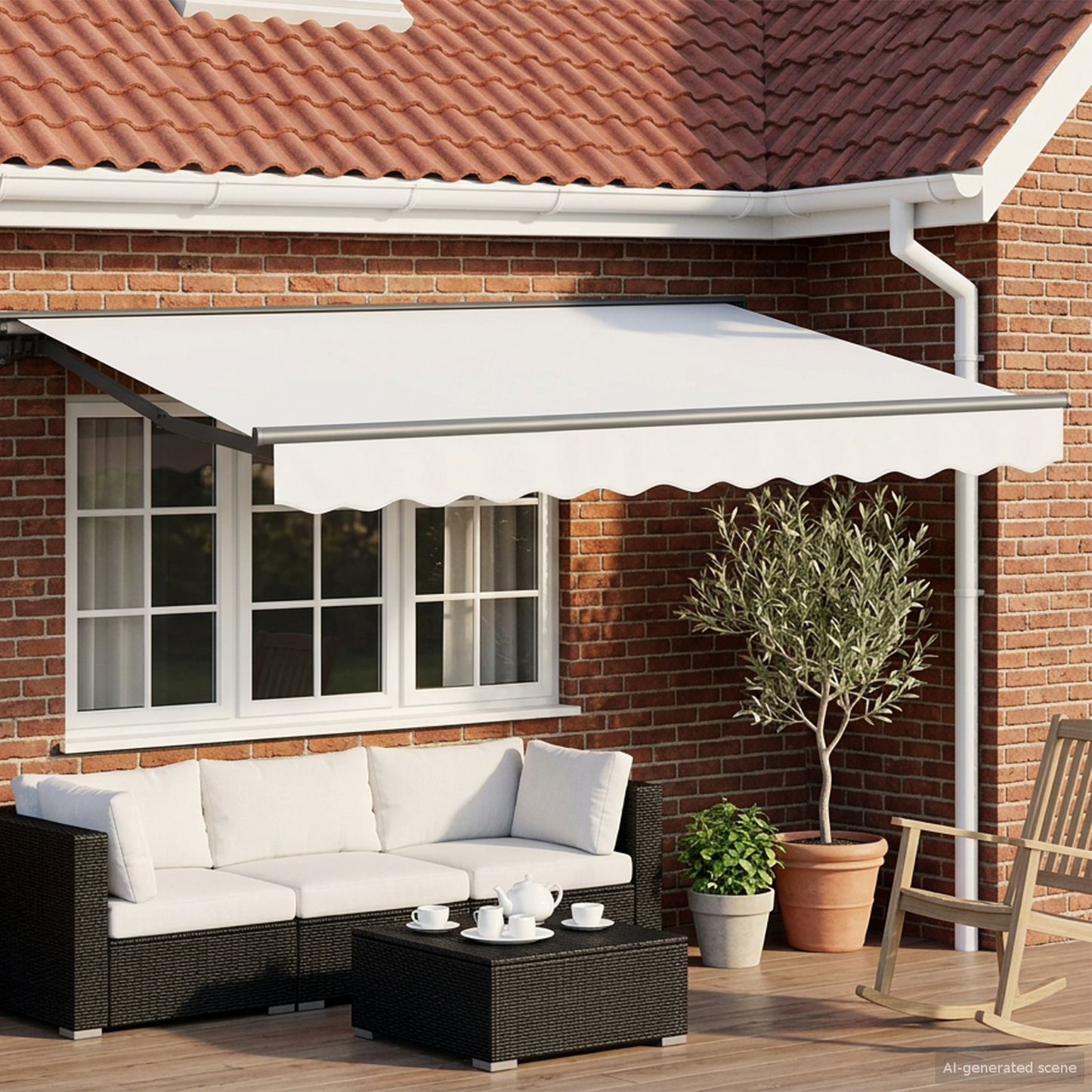 Manual Awning Frame with LEDs White and Anthracite 3.5 x 2.5 m
