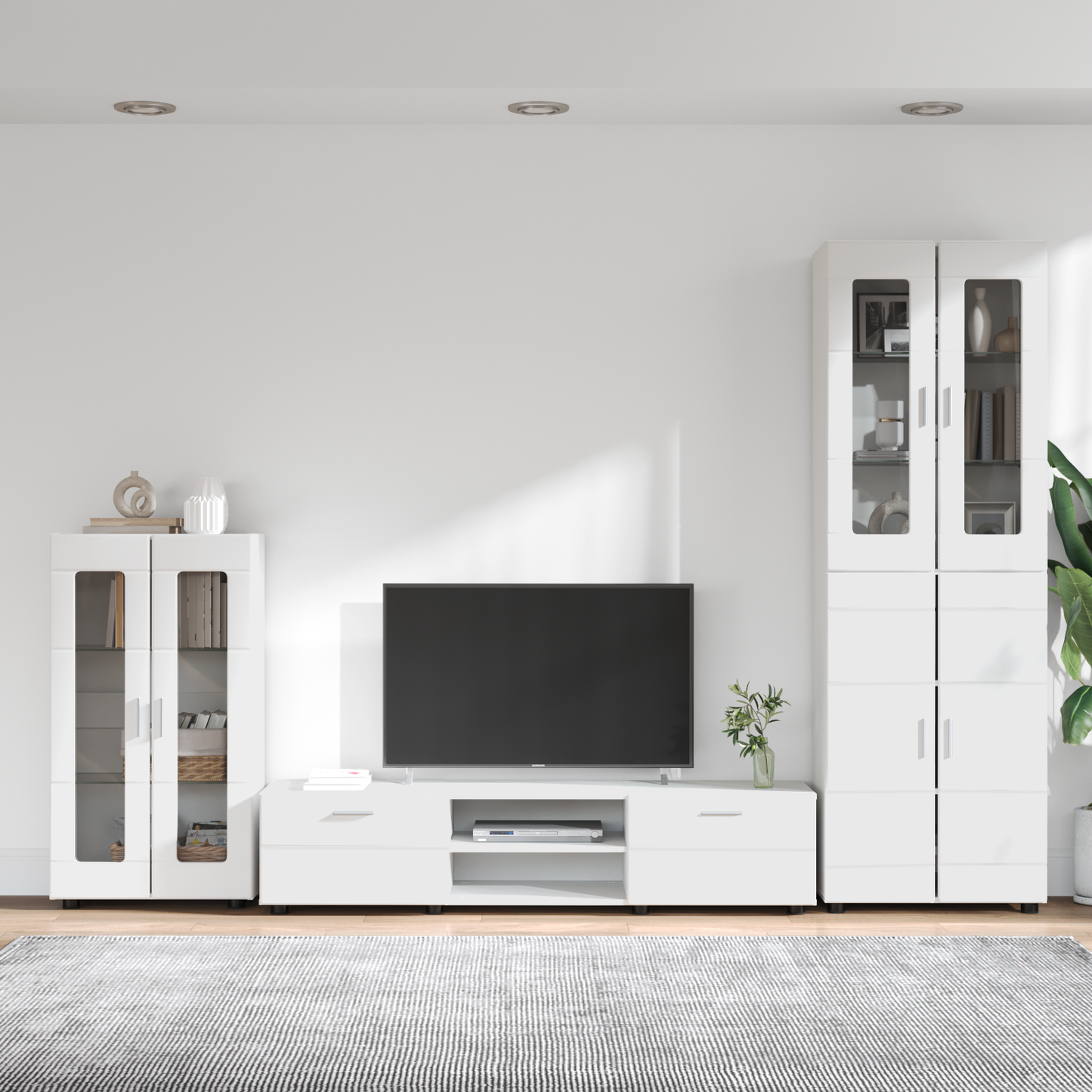 TV Cabinet Set with Drawer FLORIN 3 pcs White Engineered Wood