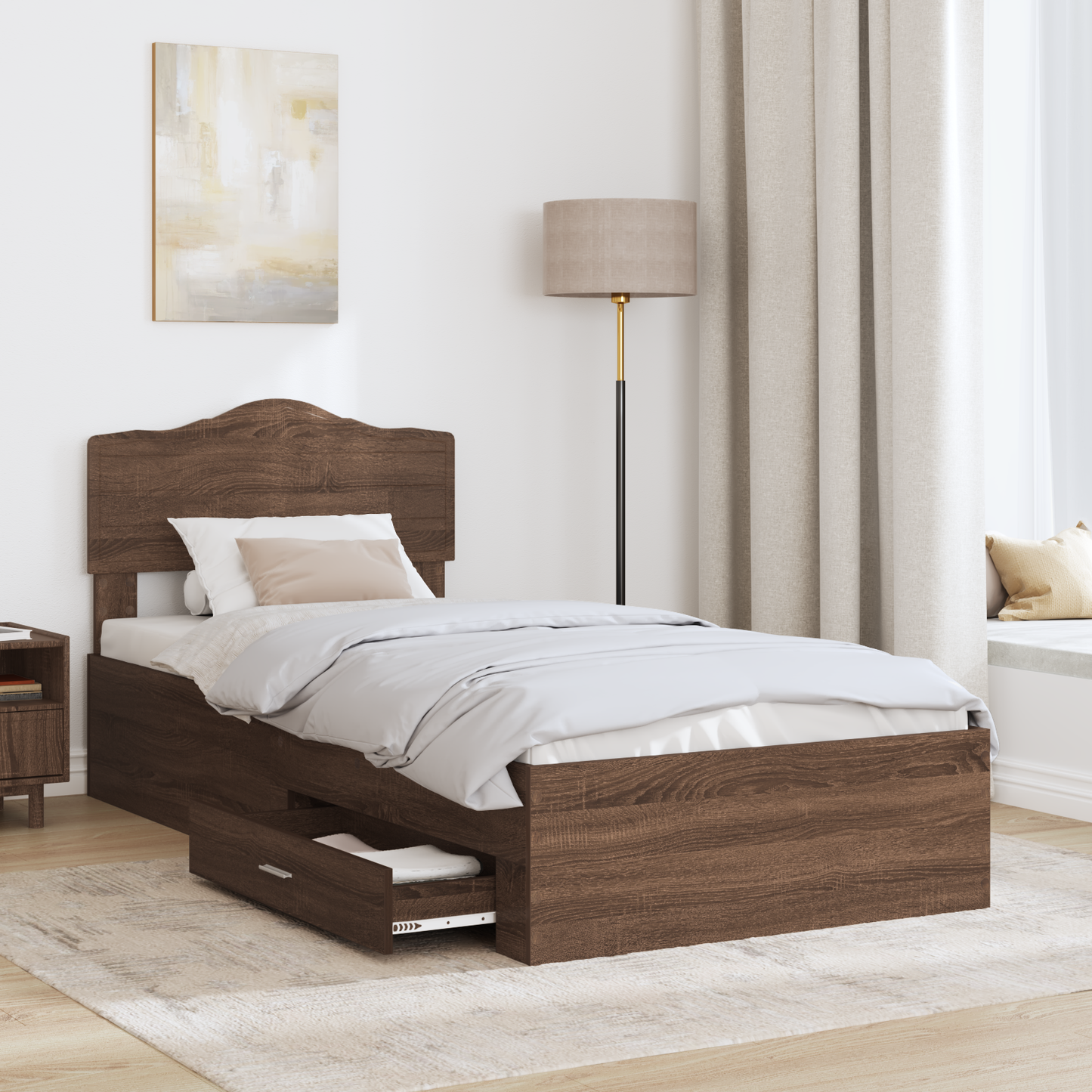 Bed Frame with Headboard Brown Oak 70 x 190 cm Engineered Wood