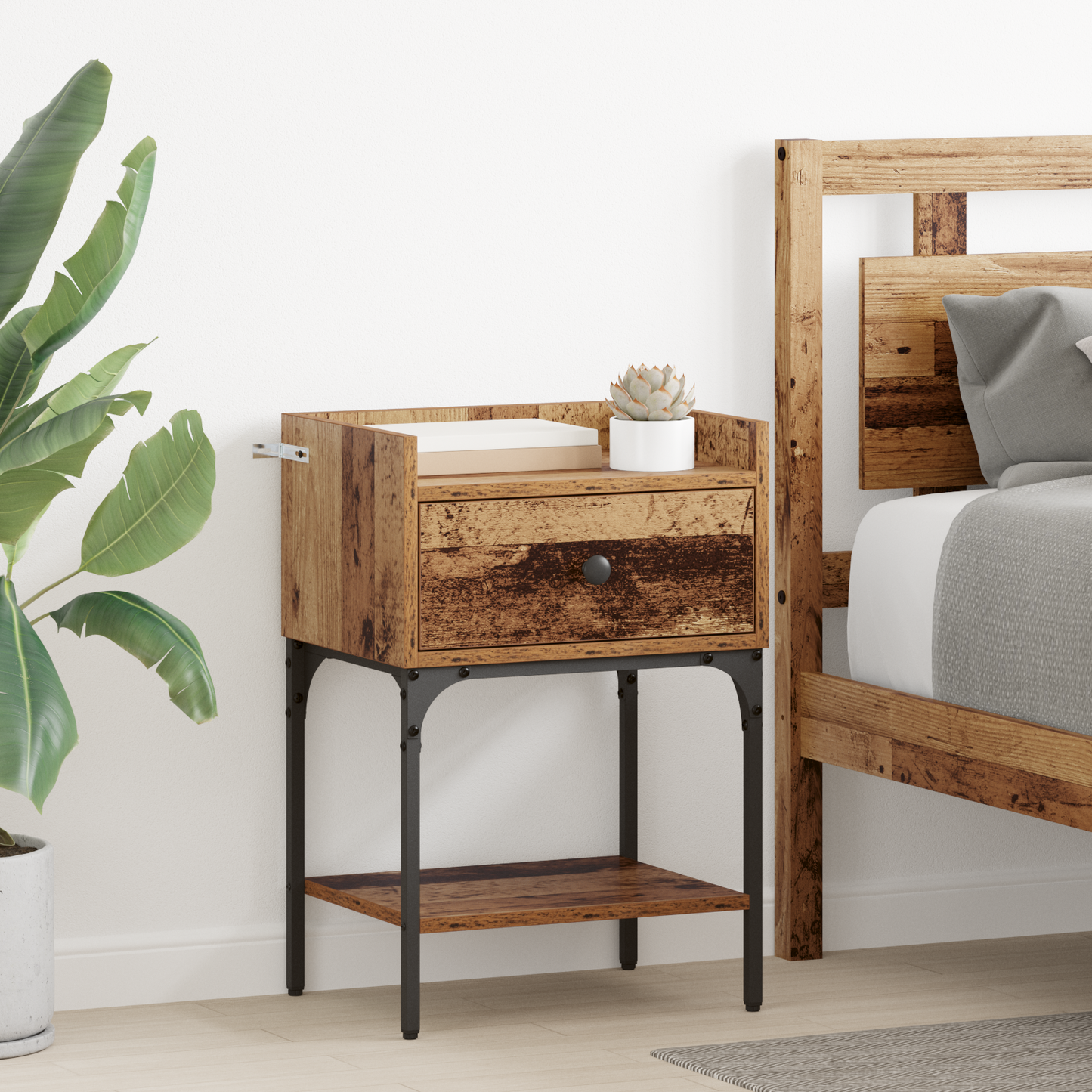 Bedside Table Old Wood 40 x 29 x 60 cm Engineered Wood