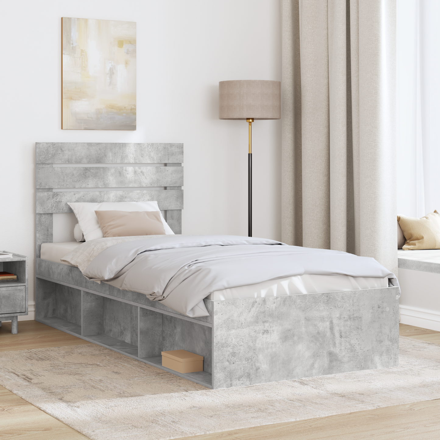 Bed Frame Concerte Grey 90 x 190 cm Solid Pine Wood