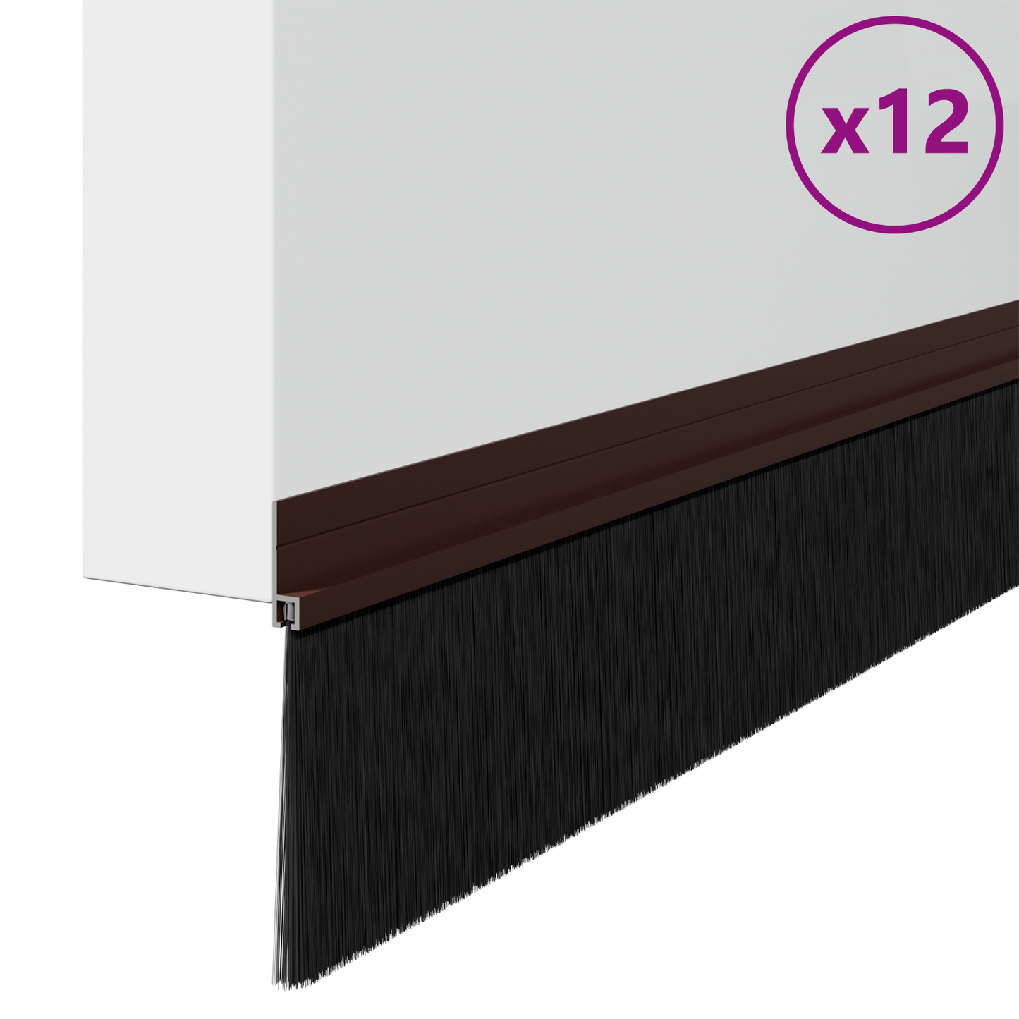Self-adhesive Door Brush Seals 12 pcs Brown 100 cm