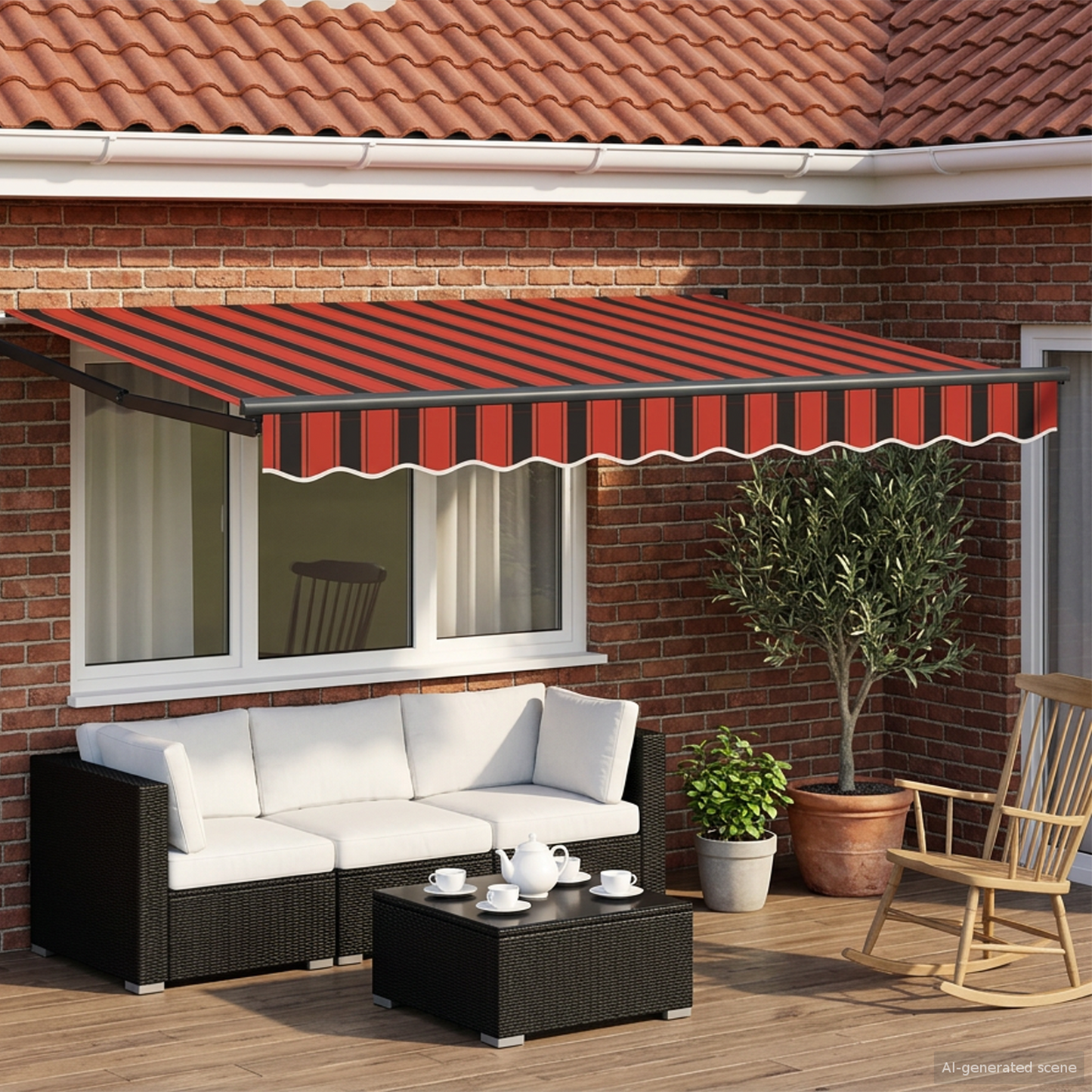 Manual Retractable Awning with LEDs 3.5 x 2 m