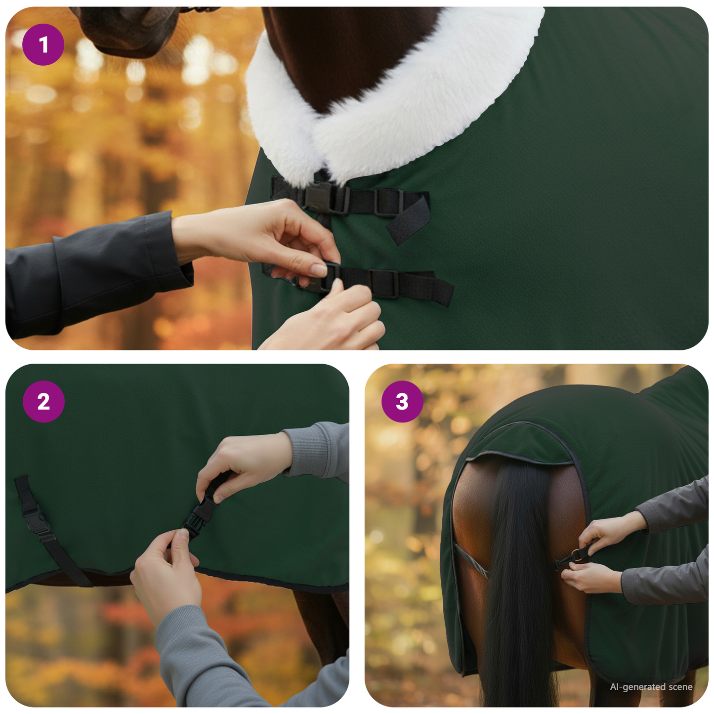 Horse Blanket Full Dark Green 85 cm Polar fleece