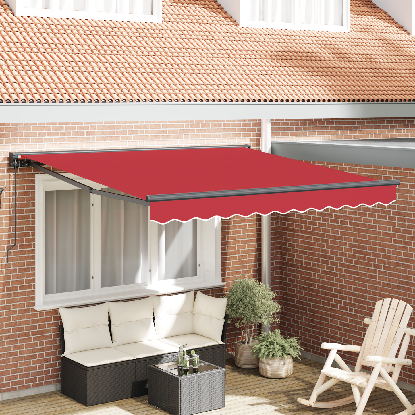 Awning Frame Red 350 x 250 cm Polyester with PU coating