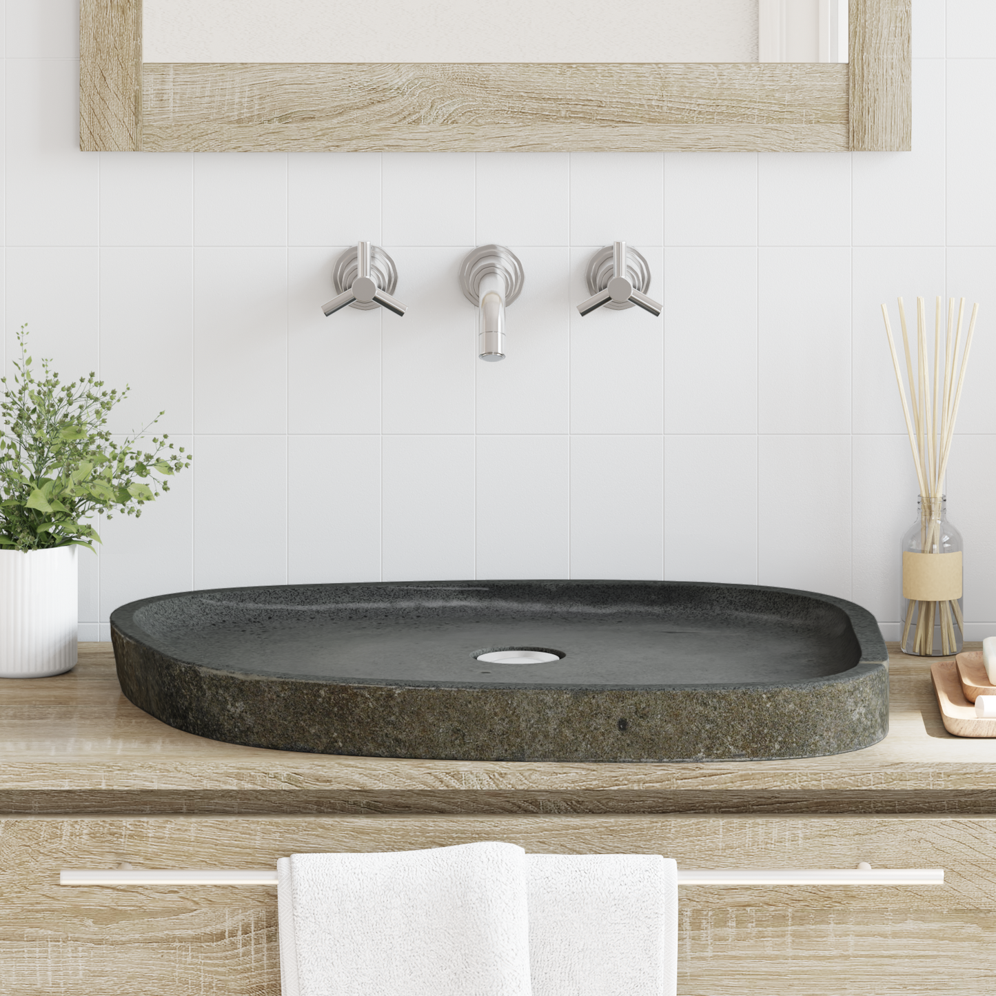 Wash Basin Grey 65 x 50 x 6 cm River Stone