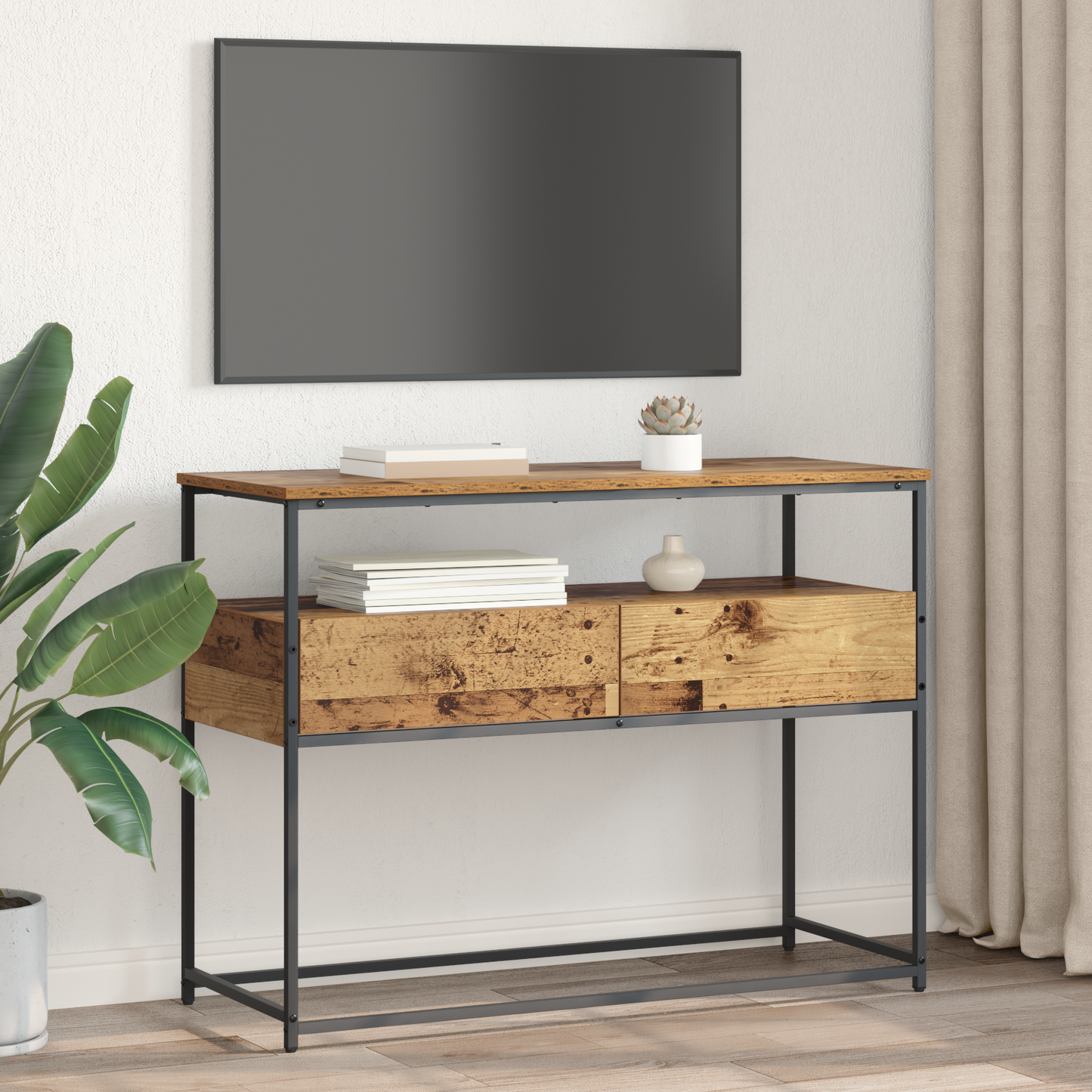 Console Table Old Wood 100 x 40 x 75 cm Engineered Wood