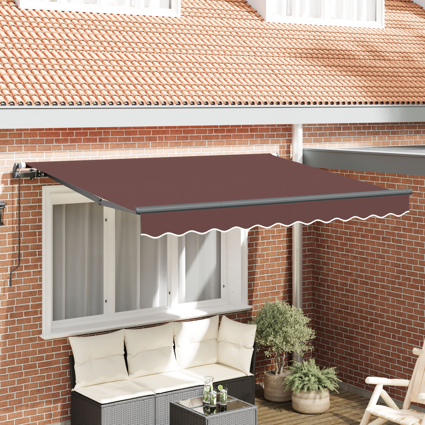 Retractable Awning Brown 350 x 200 cm Fabric