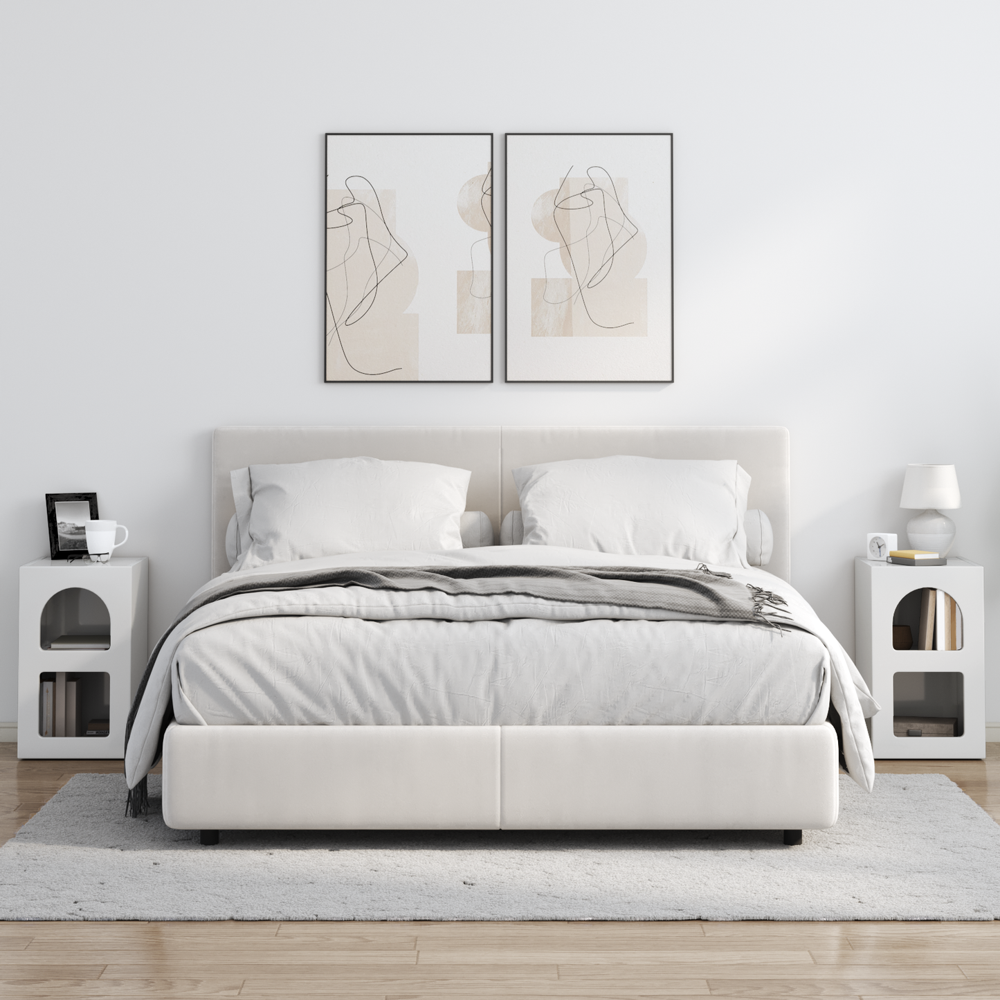 Bedside Table 2 pcs High Gloss White 29.5 x 33.5 x 50 cm