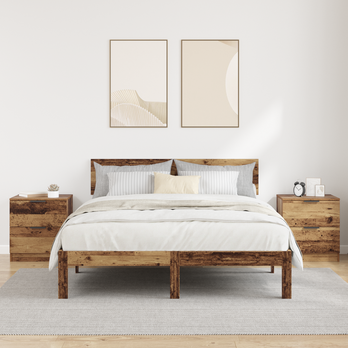 Bedside Cabinet 2 pcs Old Wood 45 x 39 x 50cm Engineered Wood