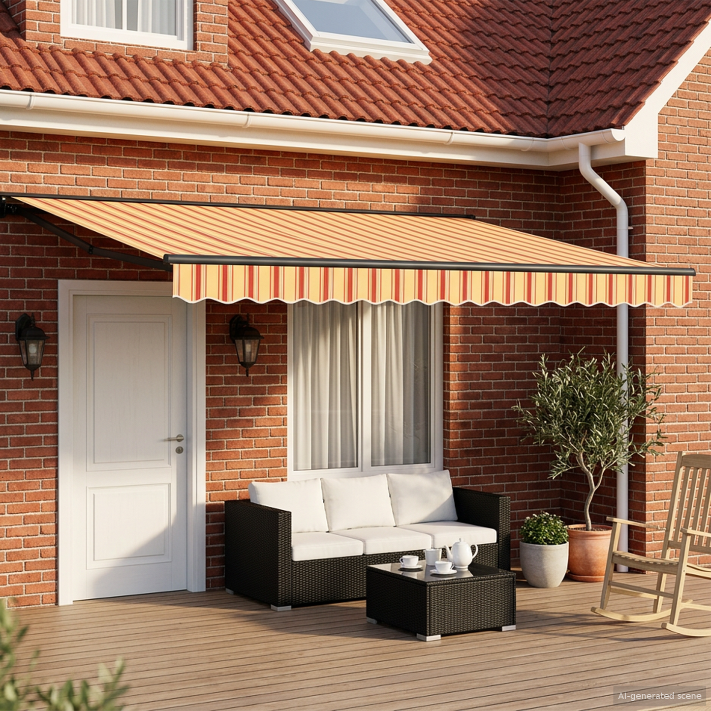 Manual Awning Frame with LEDs 4 x 3.5 m