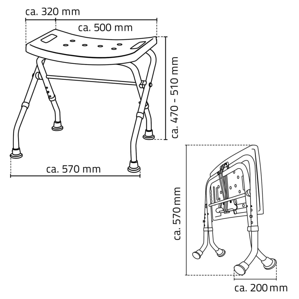 RIDDER Folding Bathroom Stool 110 kg White A0050301