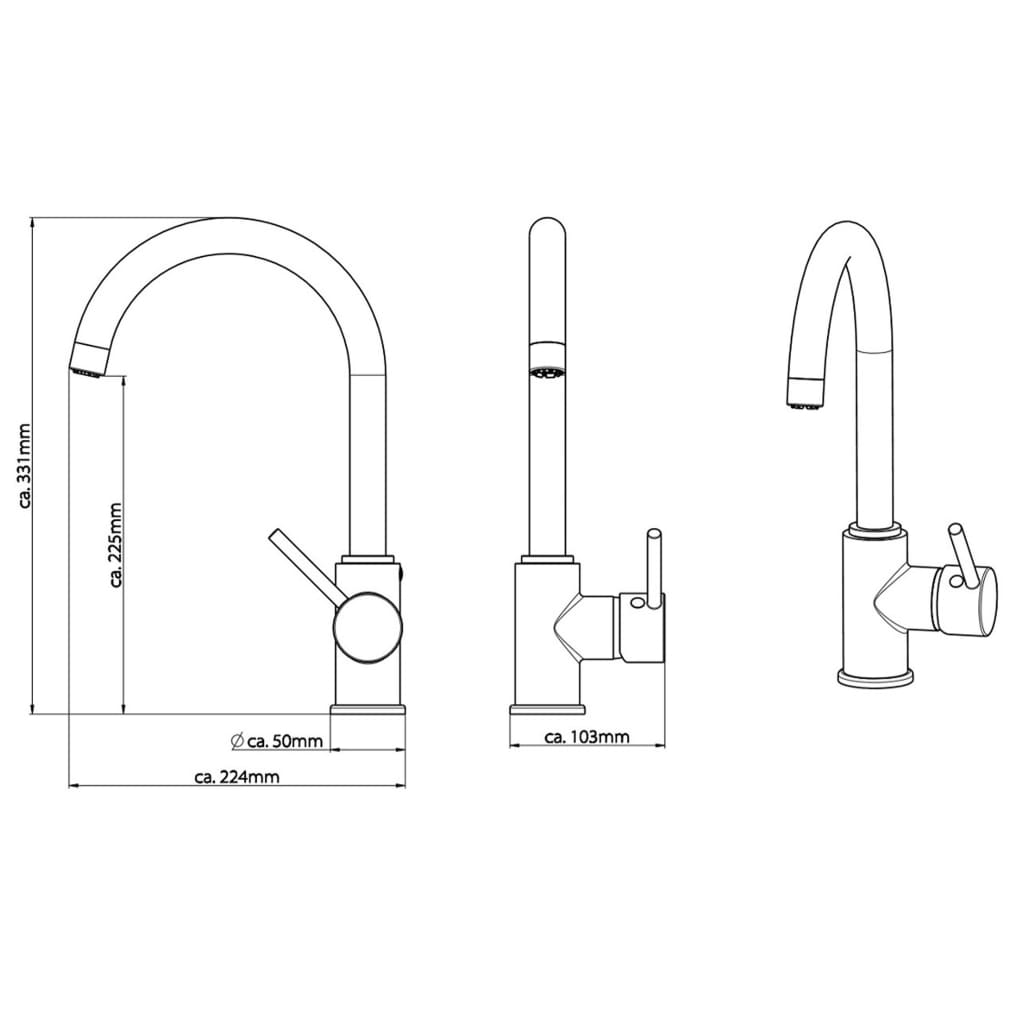 SCHÜTTE Sink Mixer with High Round Spout CASALLA Low Pressure Chrome