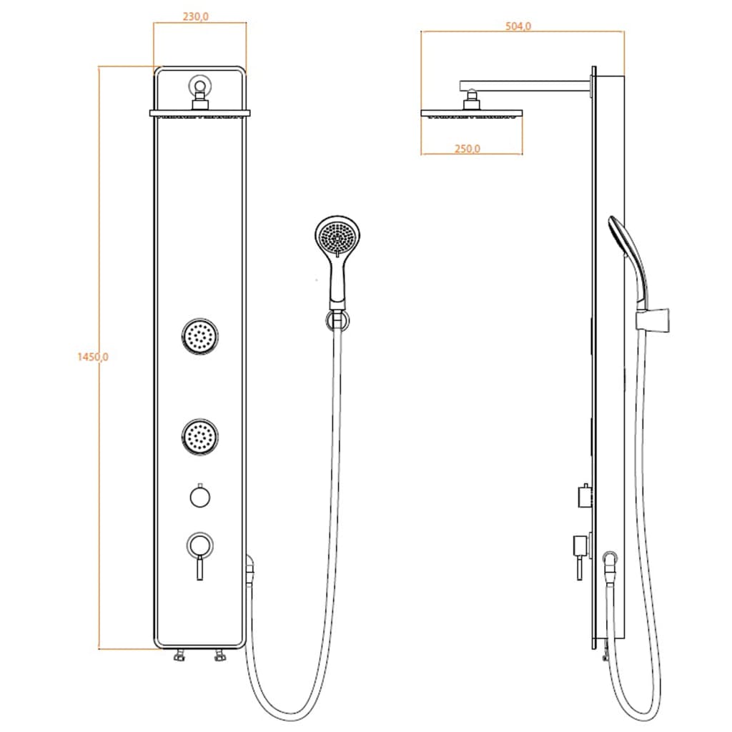 SCHÜTTE Glass Shower Panel with Single Lever Mixer GLASDUSCHPANEEL Anthracite