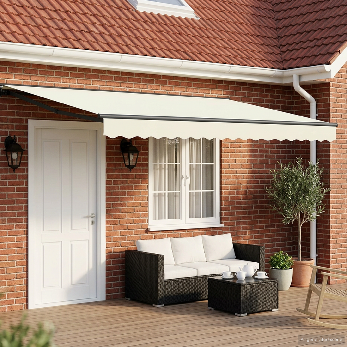 Manual Retractable Awning Cream 5 x 3.5 m
