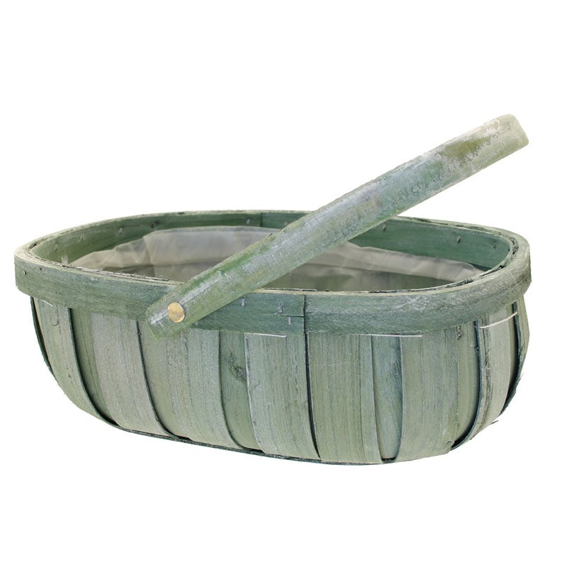Green Softwood Trug &amp; Folding Handle 24.5cm