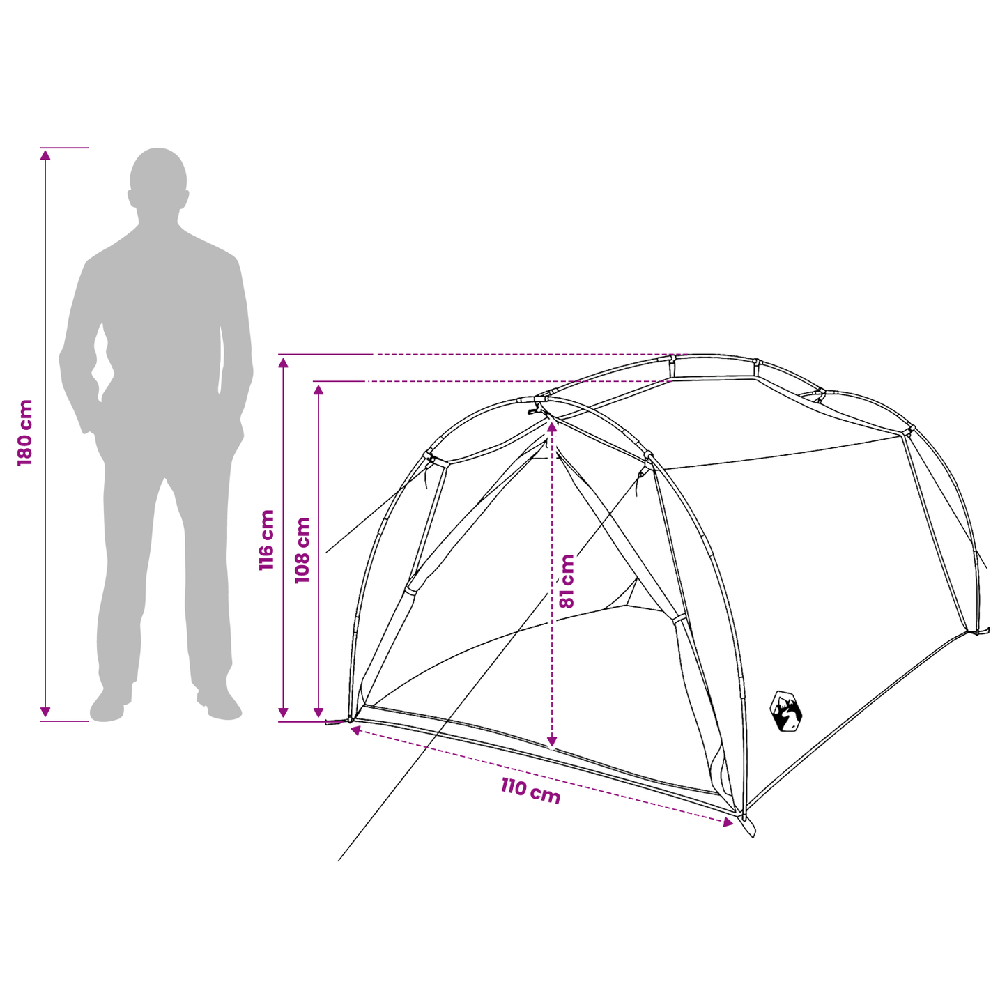 Tunnel Tent Grey and Orange 2-Person