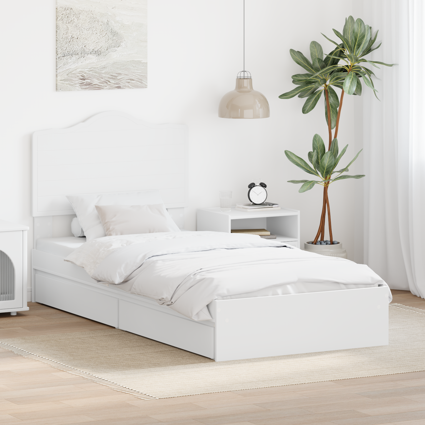 Storage Bed with Drawer White 70 x 190 cm Engineered Wood