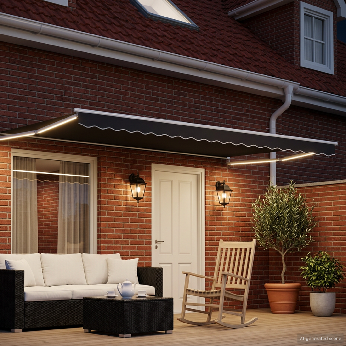 Manual Retractable Awning with LEDs 5 x 3 m