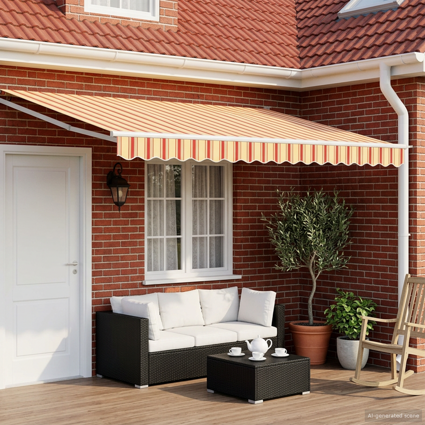 Manual Retractable Awning with LEDs Multicolour 4 x 3 m