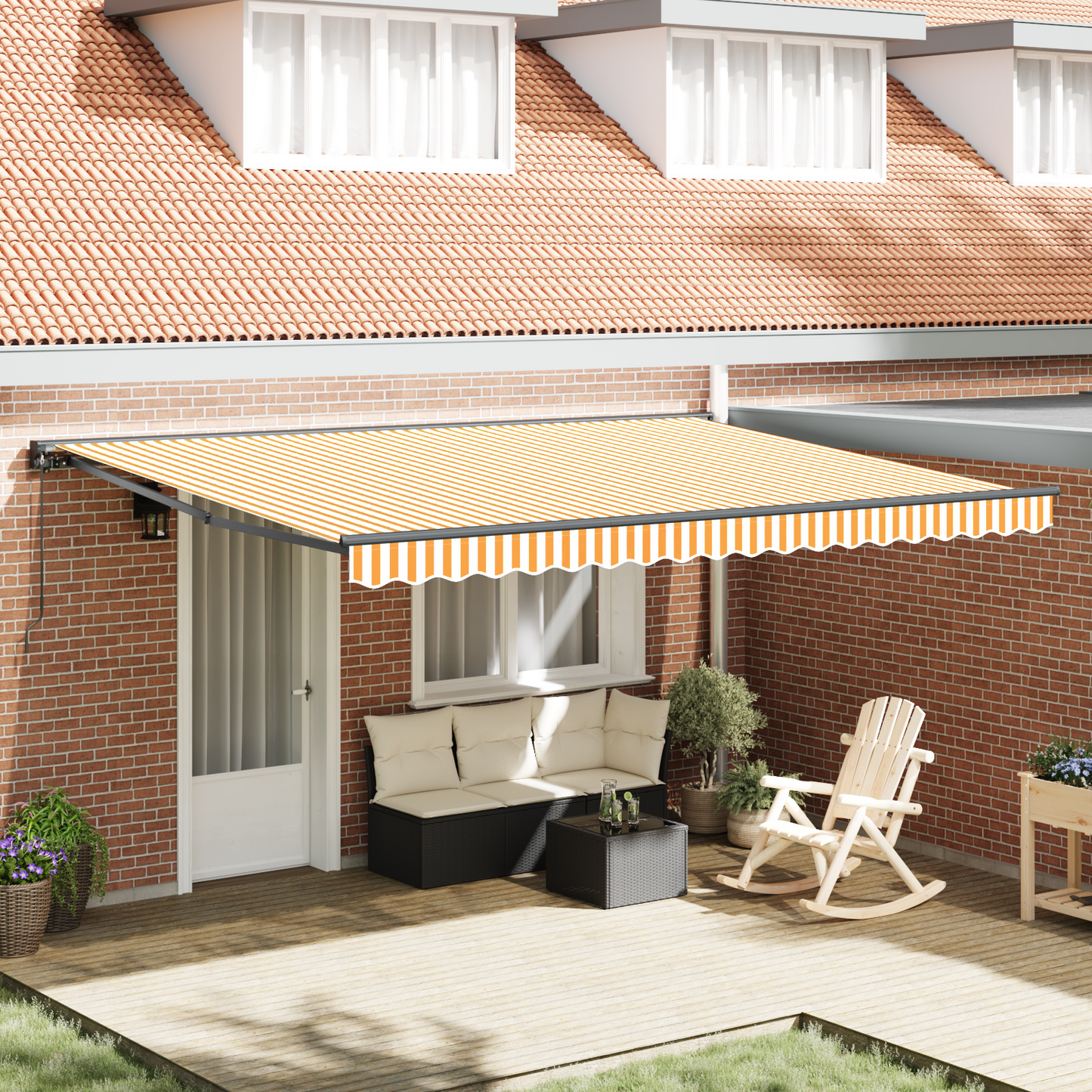 Awning Frame Yellow and White 450 x 300 cm