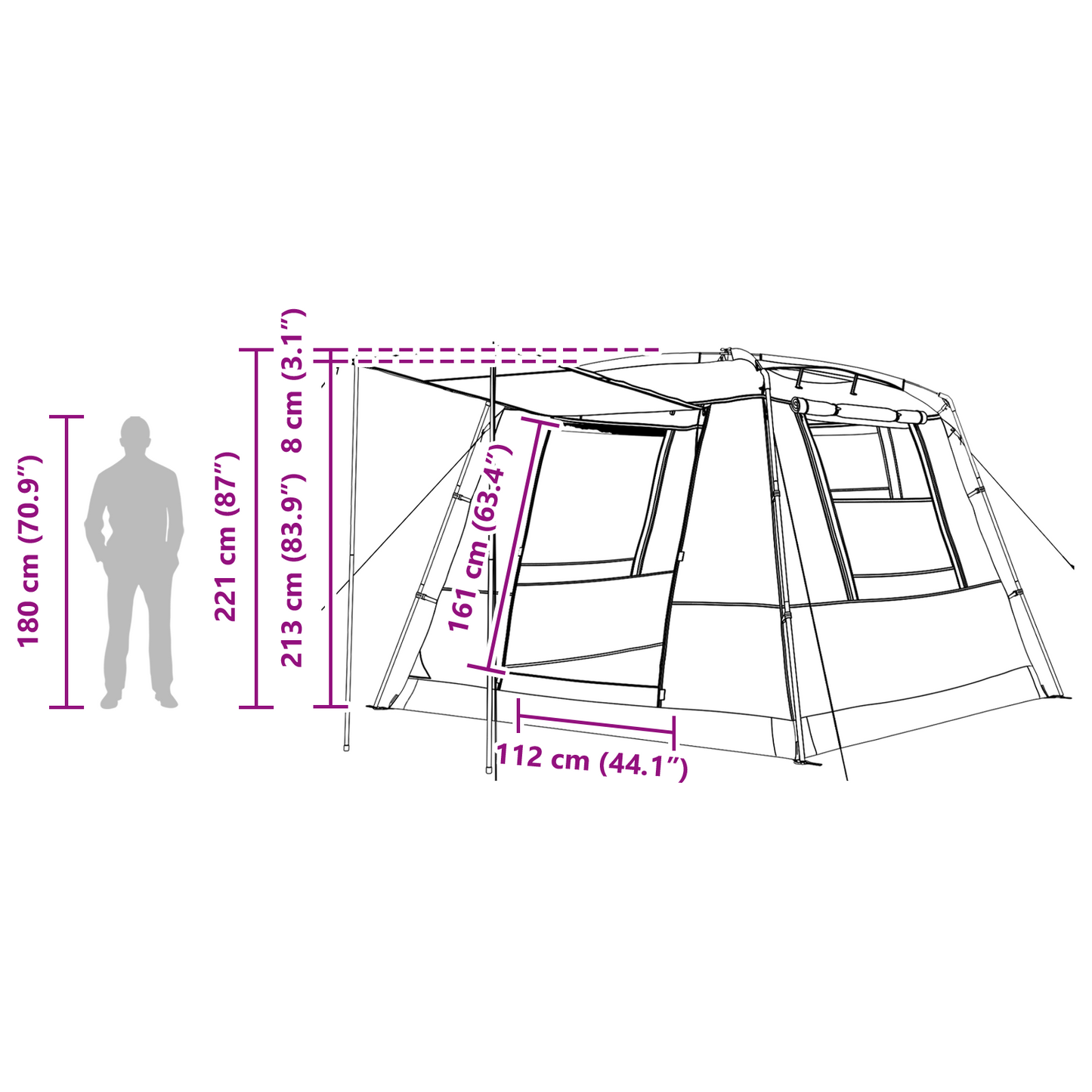 Party Tent Green 10-Person 185T Polyester with PU Coating