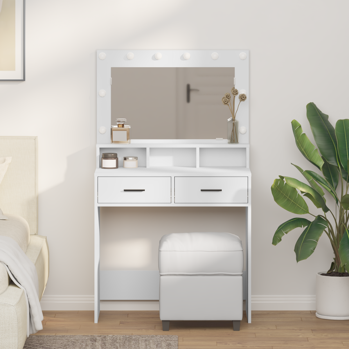 Dressing Table White 79 x 41 x 135 cm Engineered Wood