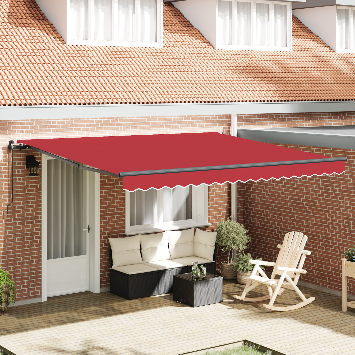 Retractable Awning Red 400 x 300 cm Polyester and Aluminium